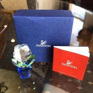 Swarovski Crystal Figurine Flower in a Blue Pot